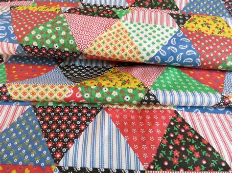 Vintage Cheater Cloth Patchwork Quilt Squares Printed Fabric 6 Yards By