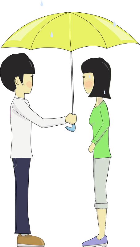 Boy And Girl Sharing An Umbrella Clipart Free Download Transparent