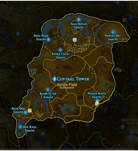 The Legend Of Zelda Breath Of The Wild Central Tower Region Map For