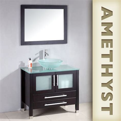 Renovators supply corner wall mount vanity, white sink, dark oak cabinet, faucet and drain included. 699$ The "Amethyst" Wood & Glass Bathroom Vessel Sink ...