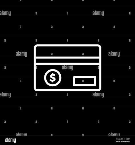 Credit Card Line Icon On Black Background Black Flat Style Vector