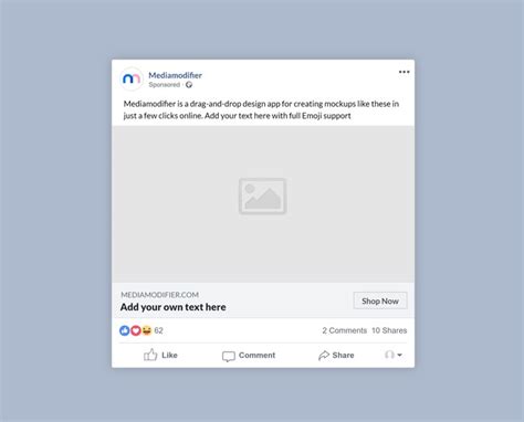 Facebook Sponsored Post Mockup Text Version Mediamodifier