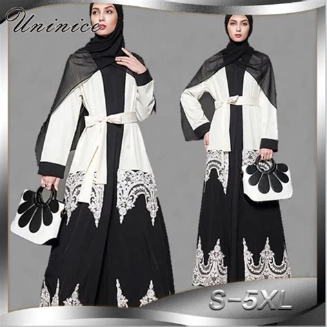 Elegant Muslim Embroidery Abaya Lace Cardigan Maxi Dress Tunic Thobe Islamic Clothing Middle