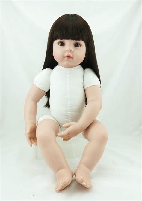 22 Inch Reborn Baby Girl Doll Naked Doll With Long Hair Babies DIY Toy
