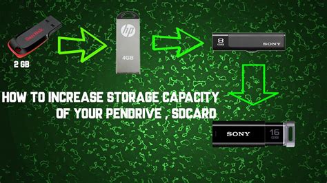 How To Increase Storage Capacity Of Cardmemory Cardpen Drive Youtube