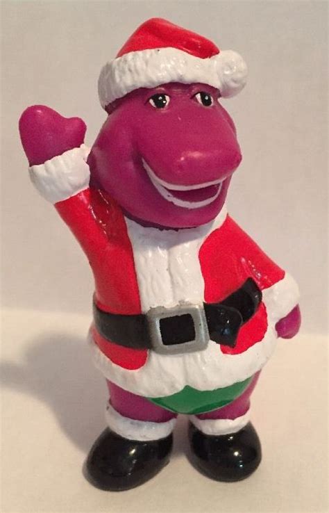 Barney The Dinosaur Pvc Cake Topper Figure Santa Claus Barney Christmas
