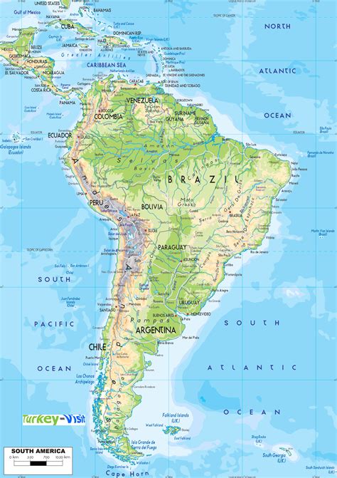 Topography Map Of South America