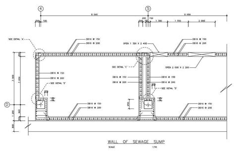 Sewage Sump Wall Section Details Are Given In This Autocad Dwg Drawing