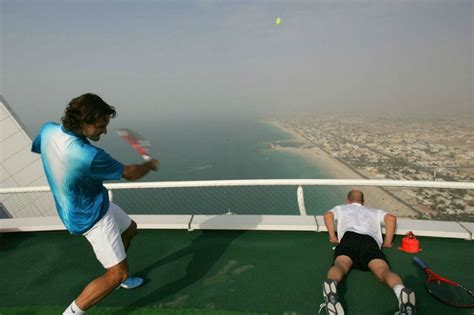 Worlds Highest Tennis Court Green Roof Built Atop The Burj Al Arab In