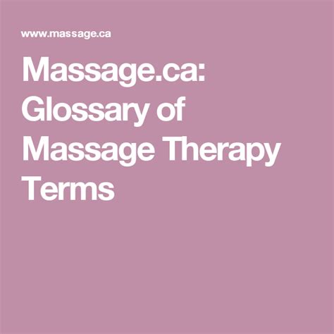 Massageca Glossary Of Massage Therapy Terms Massage Therapy