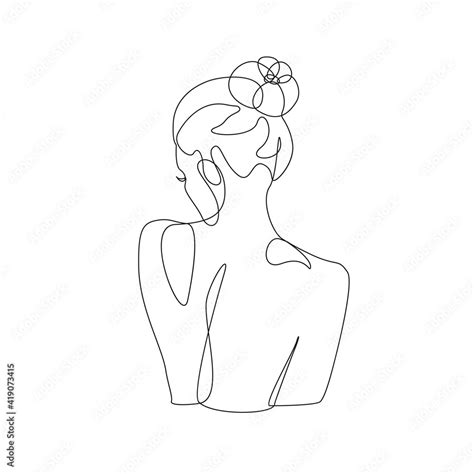 Vetor De Woman Body Line Drawing Abstract Minimal Female Back Icon