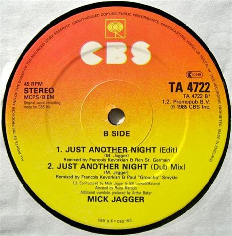 Mick Jagger Just Another Night Extended Remix Version Vinyl