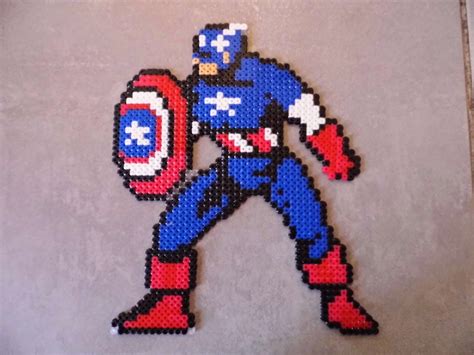 Pixel Art En Perle Hama Captain America En Perle Hama