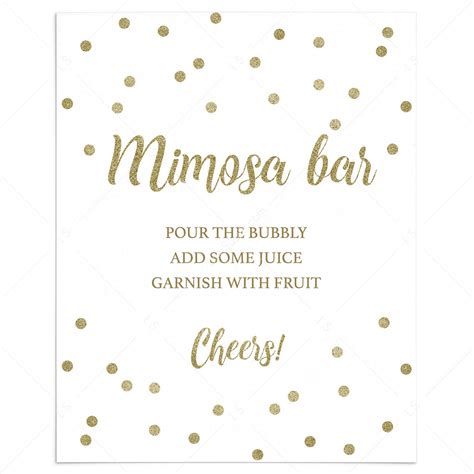 Printable Mimosa Bar Sign Wall Décor Home Décor Jan