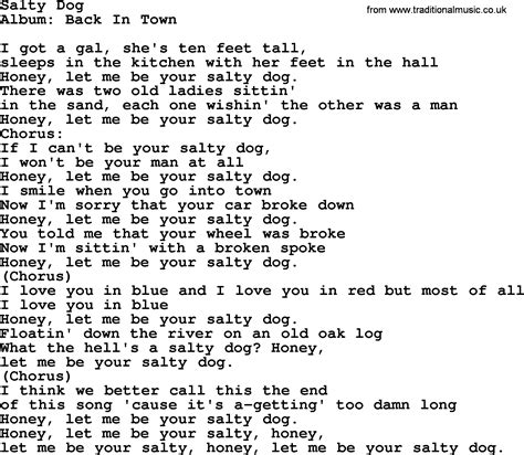 Kingston Trio Song Salty Dog Lyrics