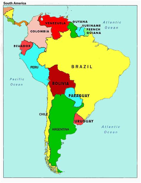 South American Continent Map Area Geography Population Economy