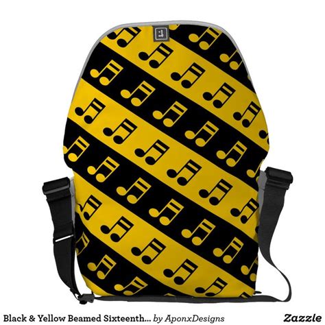 Black And Yellow Beamed Sixteenth Notes Pattern Bag Music Teacher Ts