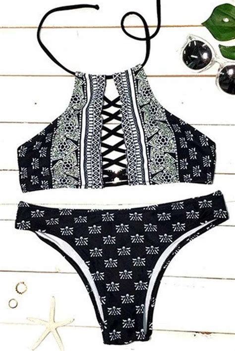 Sight And Sounds Lace Up Bikini Set Cupshe Swimsuits Swimwear For