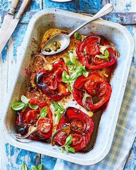 Roasted Red Peppers With Basil Recipe Stuffed Peppers Recipes