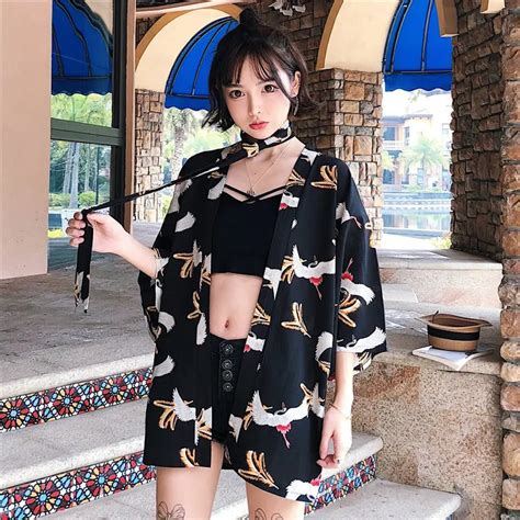 harajuku style kimono japanese old fashioned street loose shirts women 2018 summer korea sun