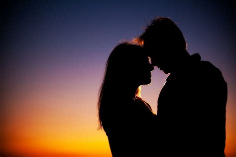 Hd Wallpaper Couple Silhouettes Love Night Two People Sunset