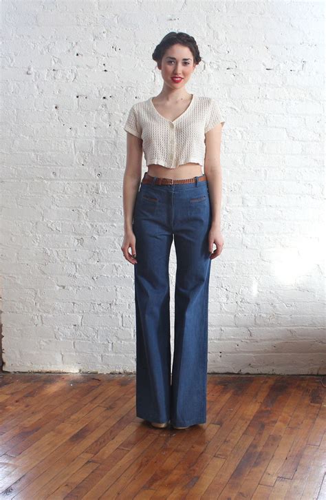 1970s Bell Bottom Jeans 70s Bellbottoms High Waist Jeans Etsy