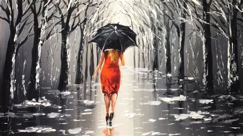 Lady With Black Umbrella Acrylic Painting With Images Umbrella