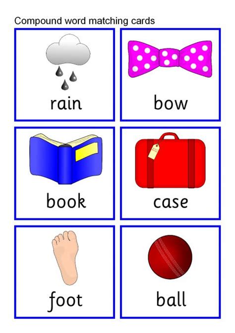 Compound Words Pictures Cards