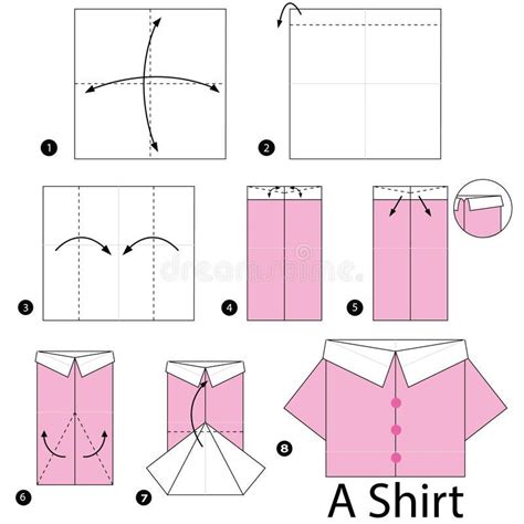 Step By Step Instructions How To Make Origami Shirt Vector
