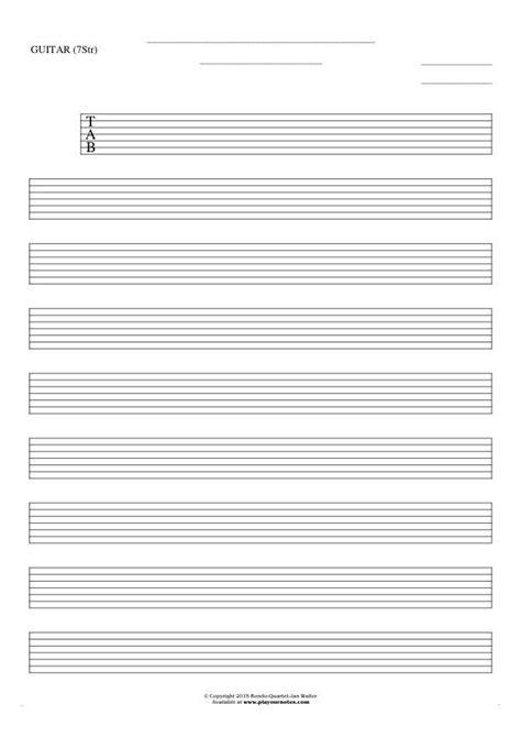 Free Blank Sheet Music Tablature For Guitar 7 Str Playyournotes