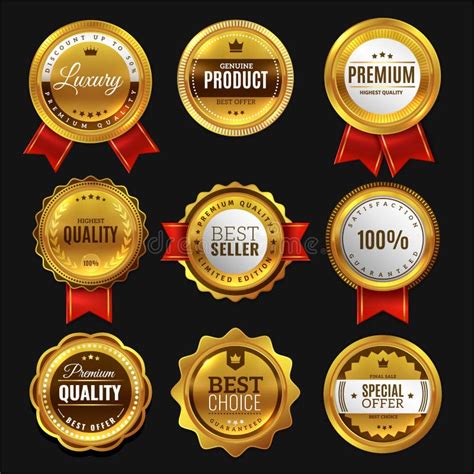 Gold Sale Badges Premium Golden Emblem Luxury Genuine And Highest
