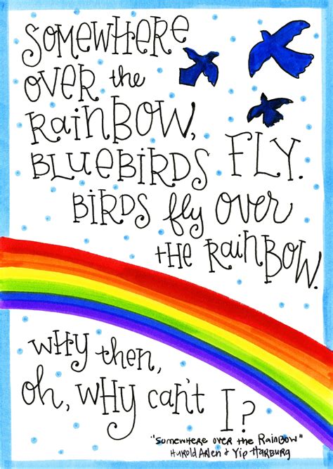 Somewhere Over The Rainbow Lyrics Print 3 Of 3 Etsy