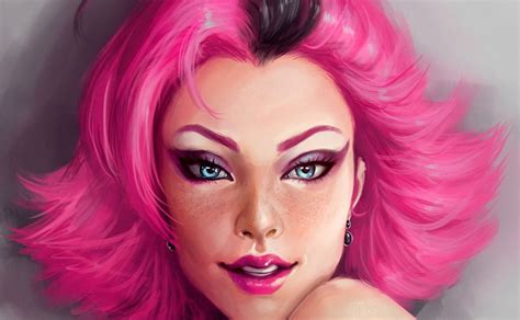 Girl Art Woman Make Up Fantasy Digital Face Portrait Blue Eyes