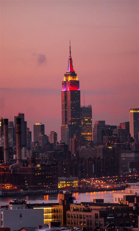 Download Wallpaper 1280x2120 New York Sunset Empire State Building