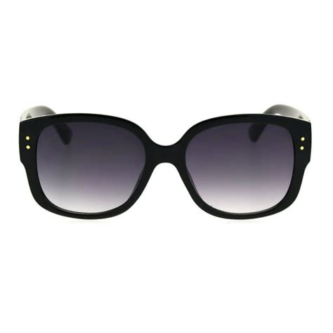 Sa106 Womens Mod Vintage Designer Rectangular Plastic Sunglasses Black Smoke