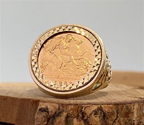 A 1982 English Half Sovereign 22k Yellow Gold Coin Mounted In Etsy