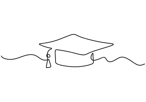 Premium Vector Continuous Line Drawing Of Graduation Cap Academical