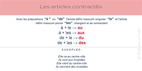 Le Fle En Un Clic Les Articles Contractés