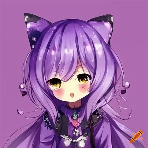 Cute Purple Anime Cat
