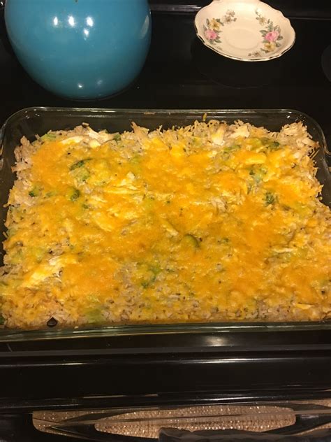 Spread in baking dish and bake for 45 minutes. Chicken, broccoli, rice and cheese casserole Add cream of ...