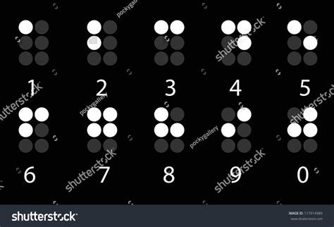 Set White Digital Braille Number On Stock Vector 117914989 Shutterstock