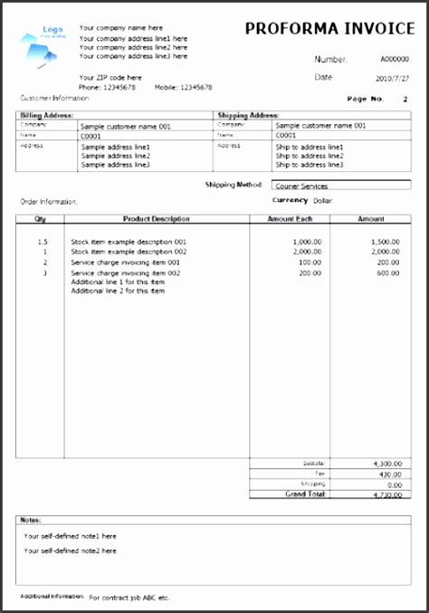 proforma invoice template editable sampletemplatess