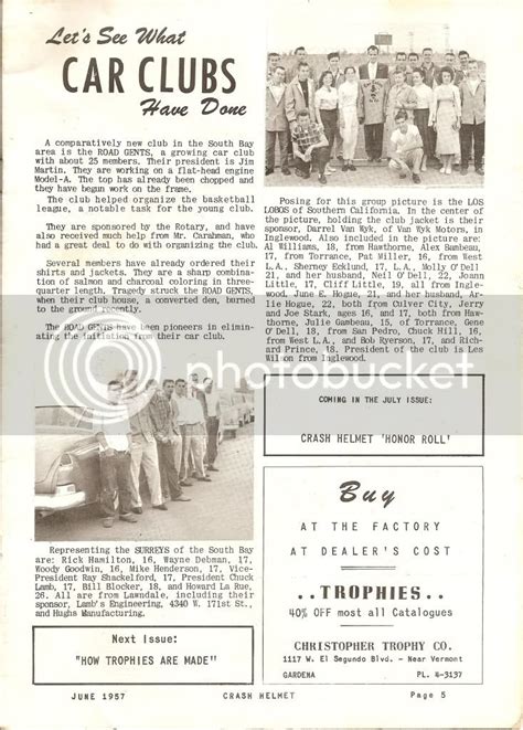 History So Calif Car Clubs Of 1957 The Hamb