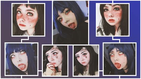 Ahegao Cosplay Women Tongue Out Face Tongues Model Collage