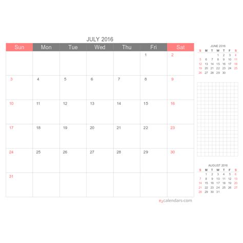 Create free printable monthly, yearly or weekly calendars - EzCalendars