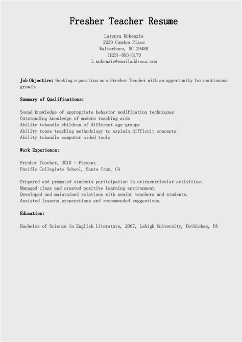 Resume format for teachers to best fit your need and drive best employment opportunities that showcases your passion in the finest possible way to the give your career the right start through a brilliant resume. Resume Samples: Fresher Teacher Resume Sample