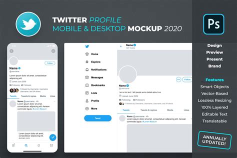 Twitter Profile Mockup Creative Photoshop Templates ~ Creative Market