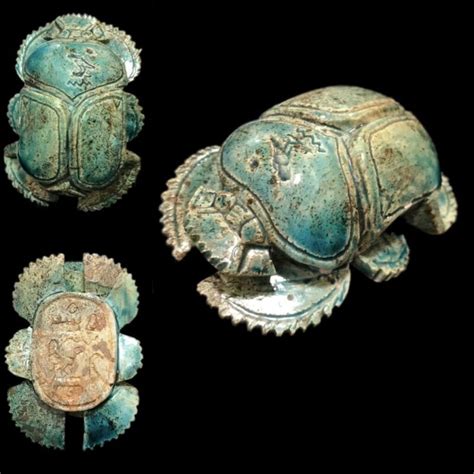 Very Rare Ancient Egyptian Blue Glazed Scarab Beetle Top Quality 300 B C 2 Antique Price