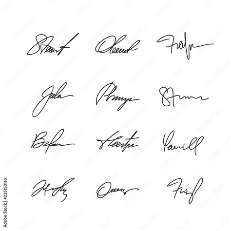 Collection Of Vector Signatures Samples Handwritten Autographs Vector