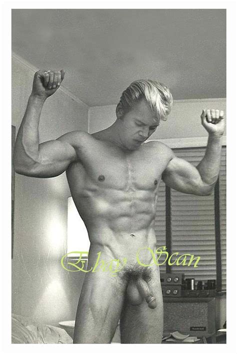 Vintage 1950s Photo Sexy Nude Blond Man Shows Huge Dick
